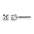 14k White Gold 1/3 carat Certified Lab Grown Diamond VS/SI+ G+ Round Complete Four Prong Screwback Heavyweight Stud Earrings, 0.32 ct, 3.5 x 3.5 mm