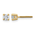14k 1/3 carat Certified Lab Grown Diamond VS+ F+ Round Complete Four Prong Screwback Heavyweight Stud Earrings, 0.32 ct, 3.5 x 3.5 mm