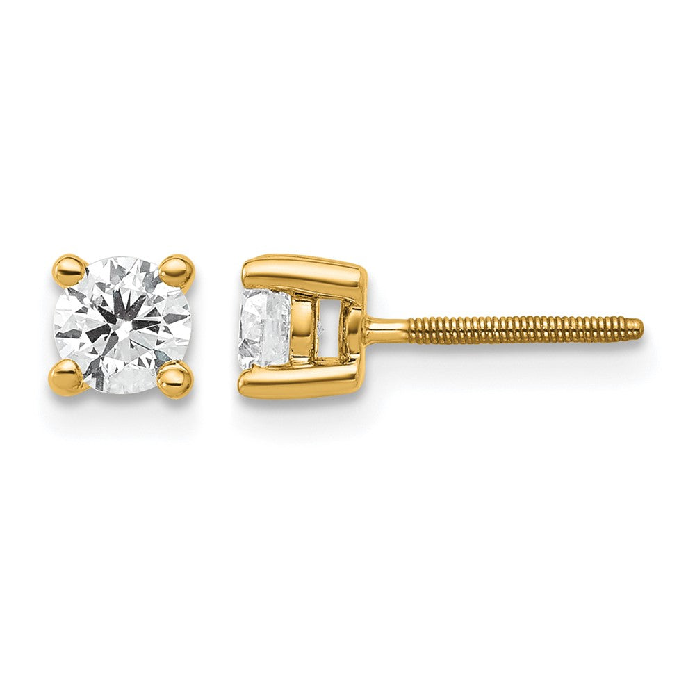 14k 1/2 carat Certified Lab Grown Diamond VS/SI+ G+ Round Complete Four Prong Screwback Heavyweight Stud Earrings, 0.54 ct, 4 x 4 mm