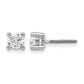 14k White Gold 5/8 carat Certified Lab Grown Diamond VS+ F+ Round Complete Four Prong Screwback Heavyweight Stud Earrings, 0.7 ct, 4.4 x 4.4 mm