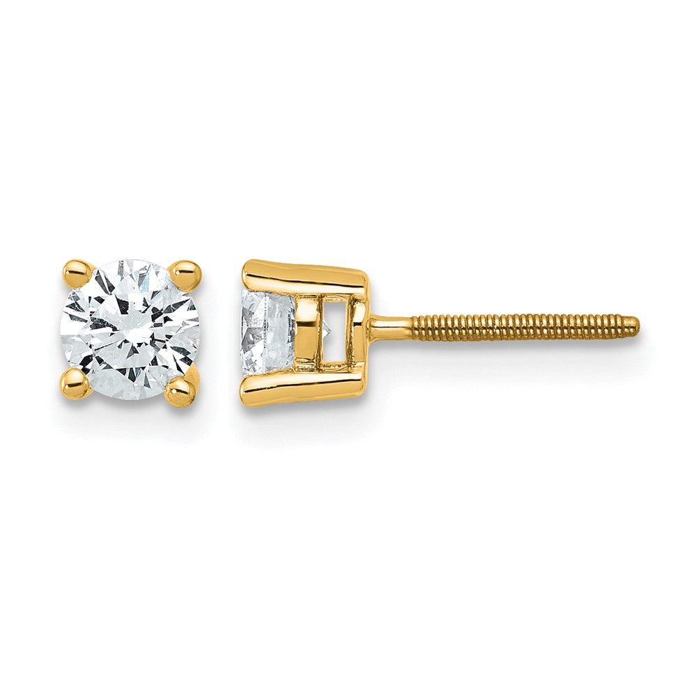14k 3/4 carat Certified Lab Grown Diamond VS+ F+ Round Complete Four Prong Screwback Heavyweight Stud Earrings, 0.72 ct, 4.5 x 4.5 mm
