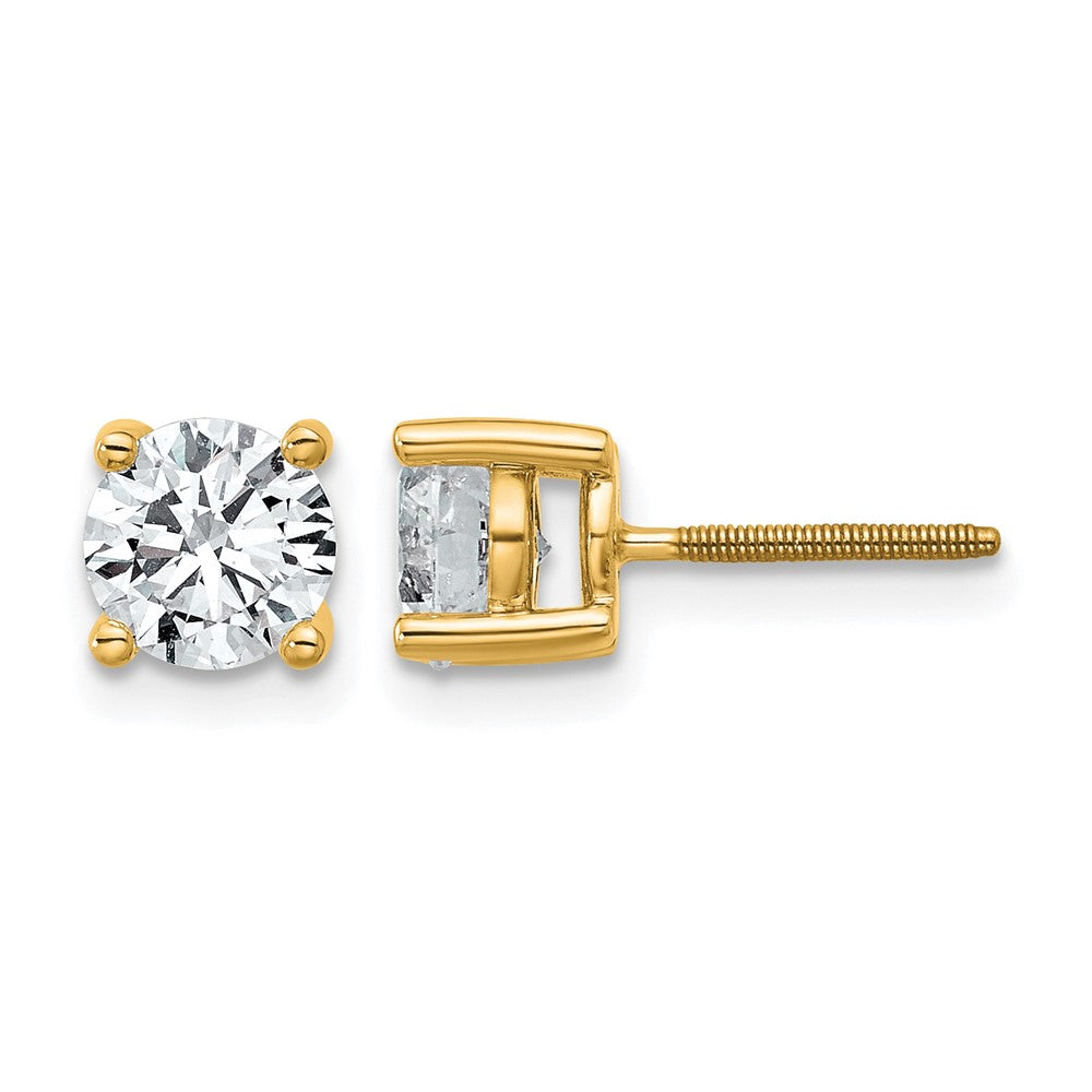 14k 1 1/2 carat Certified Lab Grown Diamond VS/SI+ G+ Round Complete Four Prong Screwback Heavyweight Stud Earrings, 1.5 ct, 5.8 x 5.8 mm