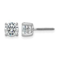 14k White Gold 2 carat Certified Lab Grown Diamond VS/SI+ G+ Round Complete Four Prong Screwback Heavyweight Stud Earrings, 6.5 x 6.5 mm