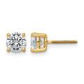 14k 2 carat Certified Lab Grown Diamond VS/SI+ G+ Round Complete Four Prong Screwback Heavyweight Stud Earrings, 6.5 x 6.5 mm