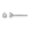 14k White Gold 1/5 carat Certified Lab Grown Diamond VS+ F+ Round Complete Three Prong Stud Earrings, 0.2 ct, 3 x 3 mm