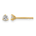 14k 1/5 carat Certified Lab Grown Diamond VS/SI+ G+ Round Complete Three Prong Stud Earrings, 0.2 ct, 3 x 3 mm