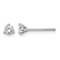14k White Gold 1/4 carat Certified Lab Grown Diamond VS+ F+ Round Complete Three Prong Stud Earrings, 0.24 ct, 3.2 x 3.2 mm