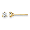 14k 1/4 carat Certified Lab Grown Diamond VS+ F+ Round Complete Three Prong Stud Earrings, 0.24 ct, 3.2 x 3.2 mm