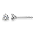 14k White Gold 1/3 carat Certified Lab Grown Diamond VS/SI+ G+ Round Complete Three Prong Stud Earrings, 0.329 ct, 3.5 x 3.5 mm