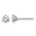 14k White Gold 1/2 carat Certified Lab Grown Diamond VS+ F+ Round Complete Three Prong Stud Earrings, 0.48 ct, 4 x 4 mm