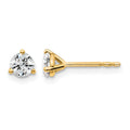 14k 1/2 carat Certified Lab Grown Diamond VS/SI+ G+ Round Complete Three Prong Stud Earrings, 0.48 ct, 4 x 4 mm