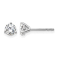 14k White Gold 5/8 carat Certified Lab Grown Diamond VS+ F+ Round Complete Three Prong Stud Earrings, 0.66 ct, 4.4 x 4.4 mm