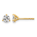 14k 5/8 carat Certified Lab Grown Diamond VS/SI+ G+ Round Complete Three Prong Stud Earrings, 0.66 ct, 4.4 x 4.4 mm