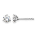 14k White Gold 3/4 carat Certified Lab Grown Diamond VS+ F+ Round Complete Three Prong Stud Earrings, 0.72 ct, 4.5 x 4.5 mm