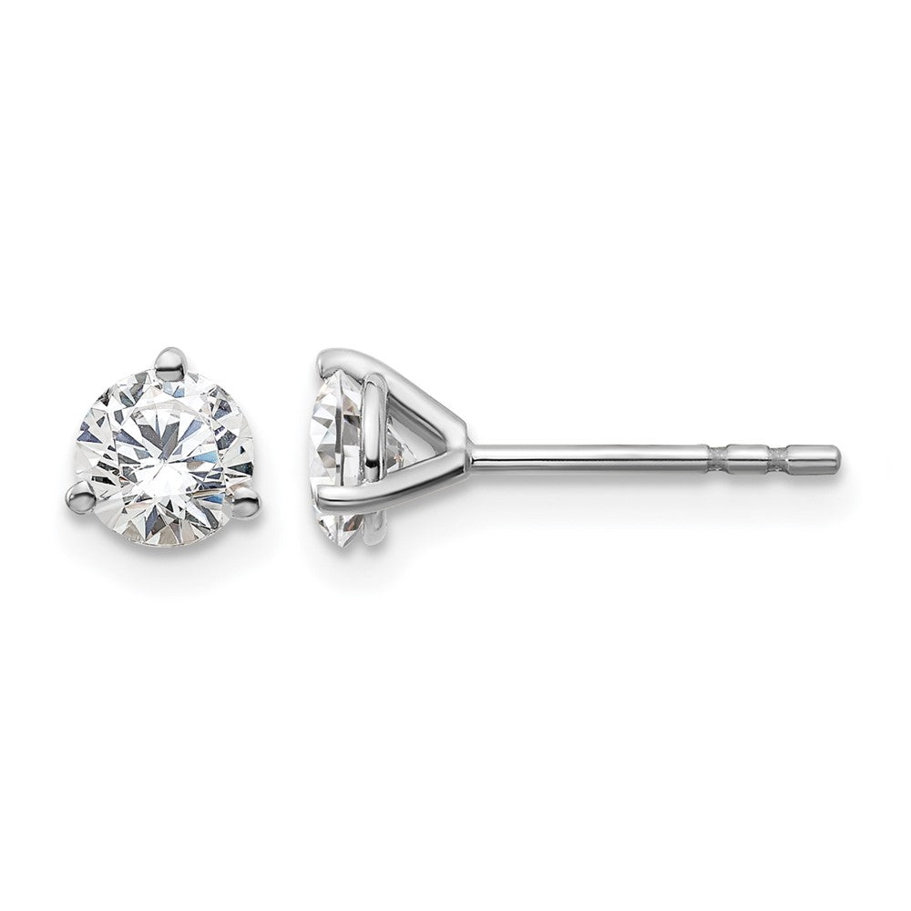 14k White Gold 3/4 carat Certified Lab Grown Diamond VS+ F+ Round Complete Three Prong Stud Earrings, 0.72 ct, 4.5 x 4.5 mm