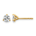 14k 3/4 carat Certified Lab Grown Diamond VS+ F+ Round Complete Three Prong Stud Earrings, 0.72 ct, 4.5 x 4.5 mm