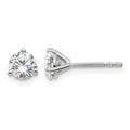 14k White Gold 1 carat Certified Lab Grown Diamond VS+ F+ Round Complete Three Prong Stud Earrings, 1.04 ct, 5 x 5 mm