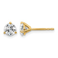 14k 1 carat Certified Lab Grown Diamond VS+ F+ Round Complete Three Prong Stud Earrings, 1.04 ct, 5 x 5 mm