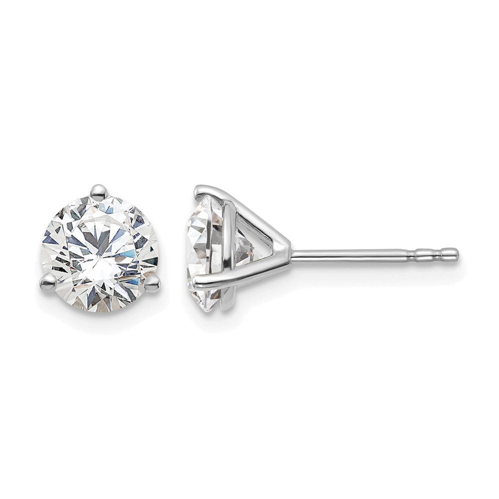 14k White Gold 1 1/2 carat Certified Lab Grown Diamond VS/SI+ G+ Round Complete Three Prong Stud Earrings, 1.6 ct, 5.8 x 5.8 mm, 0.46 g - ID5S9EM1007-150C-WLG8L7