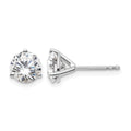 14k White Gold 2 carat Certified Lab Grown Diamond VS/SI+ G+ Round Complete Three Prong Stud Earrings, 6.5 x 6.5 mm