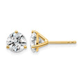 14k 2 carat Certified Lab Grown Diamond VS/SI+ G+ Round Complete Three Prong Stud Earrings, 6.5 x 6.5 mm