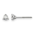 14k White Gold 1/4 carat Certified Lab Grown Diamond VS/SI+ G+ Round Complete Three Prong Screwback Stud Earrings, 0.24 ct, 3.2 x 3.2 mm