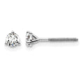 14k White Gold 1/3 carat Certified Lab Grown Diamond VS+ F+ Round Complete Three Prong Screwback Stud Earrings, 0.329 ct, 3.5 x 3.5 mm
