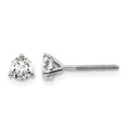 14k White Gold 1/2 carat Certified Lab Grown Diamond VS+ F+ Round Complete Three Prong Screwback Stud Earrings, 0.48 ct, 4 x 4 mm