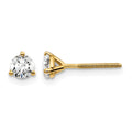 14k 1/2 carat Certified Lab Grown Diamond VS+ F+ Round Complete Three Prong Screwback Stud Earrings, 0.48 ct, 4 x 4 mm