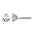 14k White Gold 1 carat Certified Lab Grown Diamond VS/SI+ G+ Round Complete Three Prong Screwback Stud Earrings, 1.04 ct, 5 x 5 mm