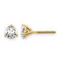 14k 1 carat Certified Lab Grown Diamond VS/SI+ G+ Round Complete Three Prong Screwback Stud Earrings, 1.04 ct, 5 x 5 mm