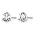 14k 1 1/2 carat Certified Lab Grown Diamond VS/SI+ G+ Round Complete Three Prong Stud Earrings, 1.5 ct, 5.8 x 5.8 mm