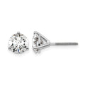 14k White Gold 2 carat Certified Lab Grown Diamond VS/SI+ G+ Round Complete Three Prong Screwback Stud Earrings, 6.5 x 6.5 mm