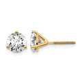 14k 2 carat Certified Lab Grown Diamond VS/SI+ G+ Round Complete Three Prong Screwback Stud Earrings, 6.5 x 6.5 mm