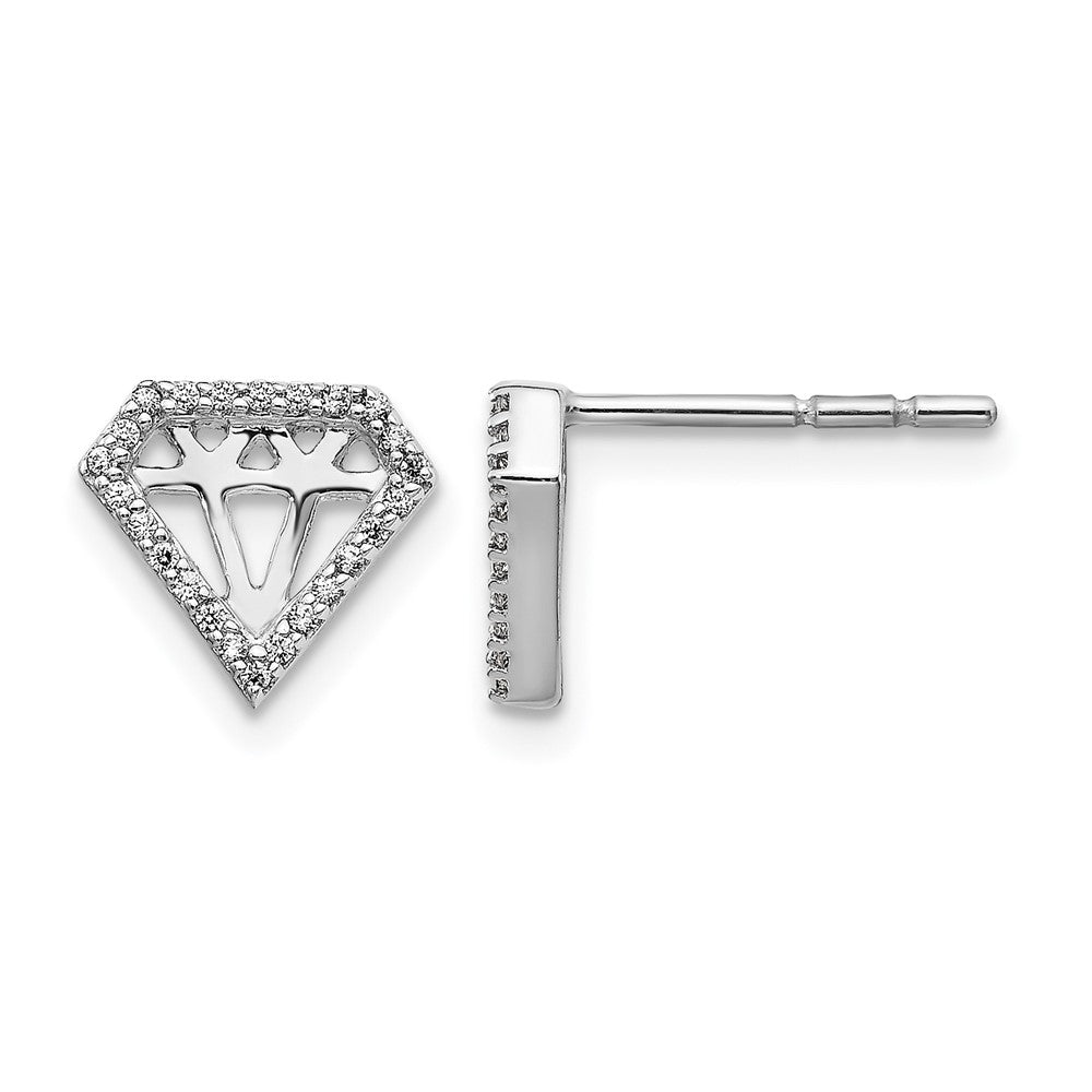 14k White Gold 1/8 carat Diamond Gemstone-Shaped Post Earrings, 0.144 ct, 8 x 9 mm