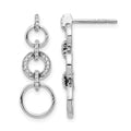 14k White Gold 1/6 carat Diamond Circles Dangle Post Earrings, 0.156 ct, 26 x 9 mm