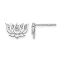 14k White Gold 1/20 carat Diamond Lotus Flower Post Earrings, 0.042 ct, 8 x 12 mm