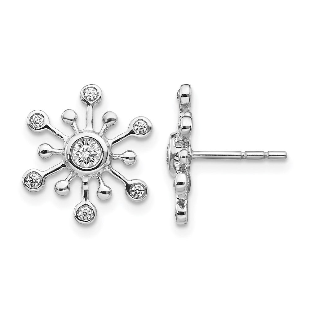 14k White Gold 1/4 carat Diamond Snowflake Post Earrings, 0.256 ct, 13 x 12 mm
