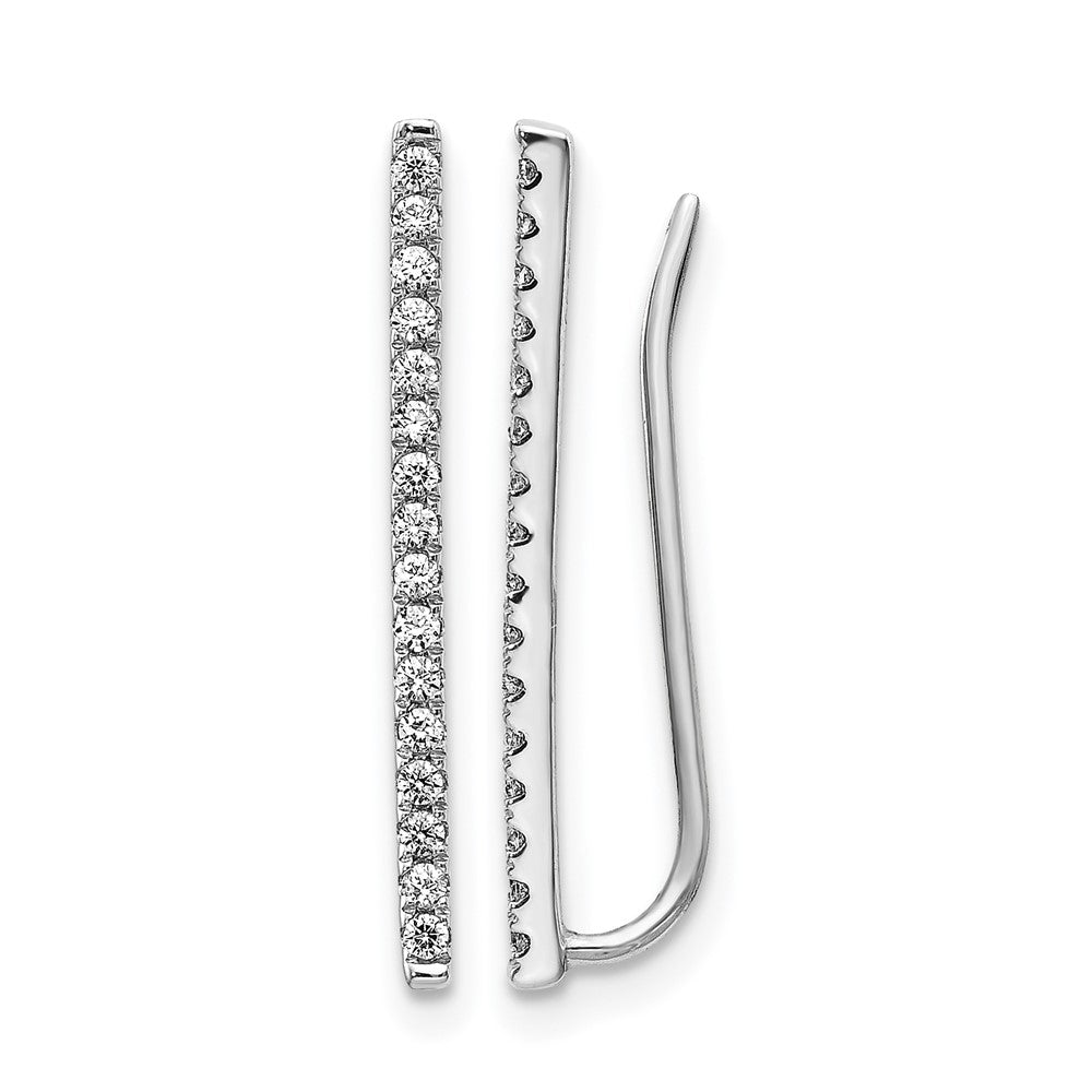 14k White Gold 1/4 carat Diamond Bar Fancy Ear Climber Earrings, 0.256 ct, 22 x 1 mm