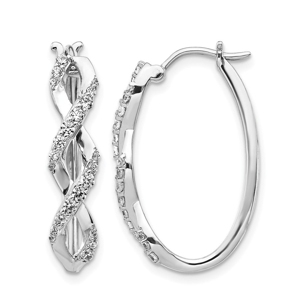 14k White Gold 1/2 carat Diamond Fancy Hoop Earrings, 0.506 ct, 25 x 16 mm