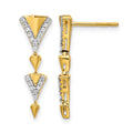 14k 1/5 carat Diamond Fancy Post Dangle Earrings, 0.2 ct, 22 x 7 mm