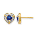 14k 4.5mm Round Sapphire and Diamond Halo Fancy Heart Post Earrings, 1.456 ct, 9 x 10 mm