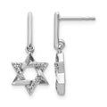 14k White Gold 1/8 carat Diamond Star of David Dangle Post Earrings, 0.126 ct, 20 x 9 mm