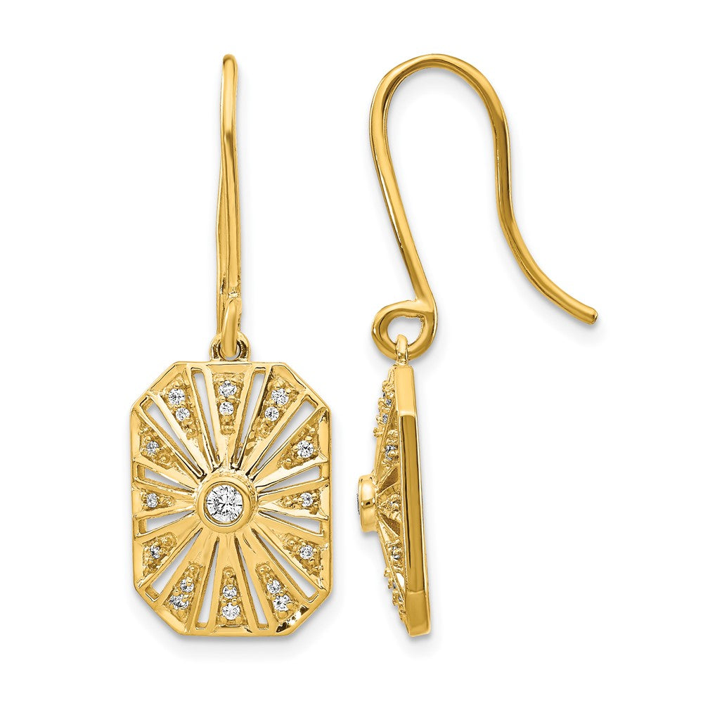 14k 1/5 carat Diamond Vintage-style Dangle Shepherd Hook Earrings, 0.212 ct, 15 x 11 mm