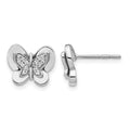 14k White Gold 1/6 carat Diamond Butterfly Post Earrings, 0.148 ct, 10 x 11 mm