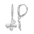 14k White Gold 1/6 carat Diamond Butterfly Dangle Leverback Earrings, 0.17 ct, 25 x 12 mm