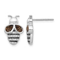 14k White Gold and Black Rhodium 1/6 carat Diamond and Smokey Quartz Bee Post Earrings, 0.792 ct, 16 x 10 mm