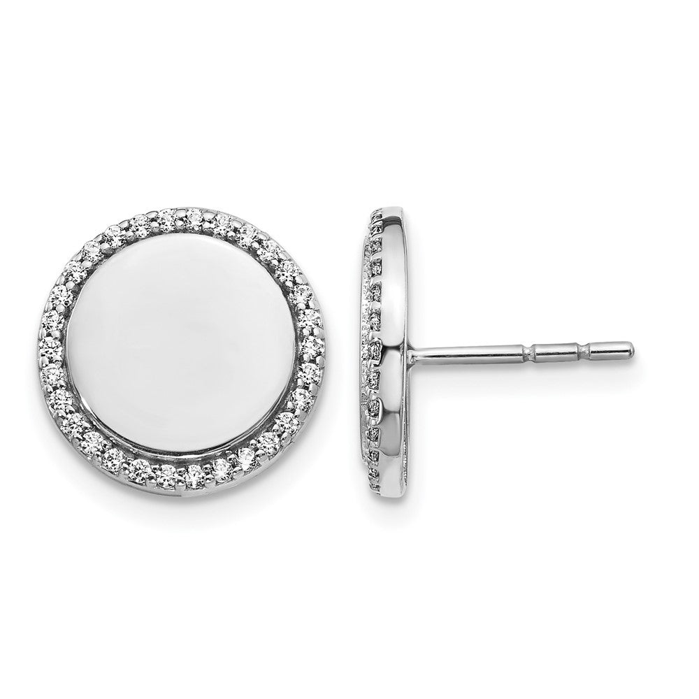 14k White Gold 1/3 carat Diamond Fancy Circle Post Earrings, 0.3 ct, 12 x 12 mm