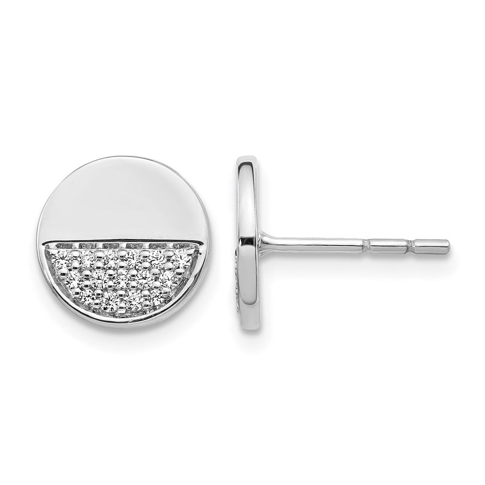 14k White Gold 1/5 carat Diamond Fancy Circle Post Earrings, 0.192 ct, 10 x 10 mm