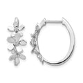 14k White Gold 1/20 carat Diamond Flowers Hinged Hoop Earrings, 0.056 ct, 21 x 20 mm